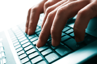 typing on keyboard